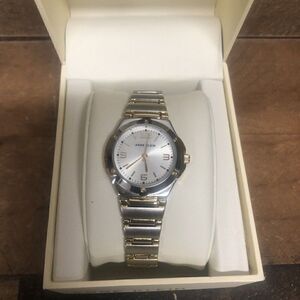 Anne Klein Watch Women Ladies Two Tone Gold Silver Round New Battery 7.25"